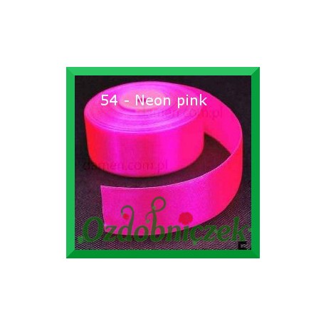 Tasiemka satynowa 25mm neon pink 54 SZTYWNA
