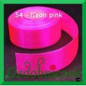 Wstążka tasiemka satynowa 25mm neon pink 54 SZTYWNA