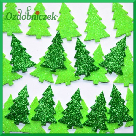 Naklejki z pianki choinki brokatowe 50 szt.