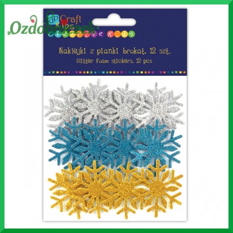 Naklejki brokatowe śnieżynki trzy kolory