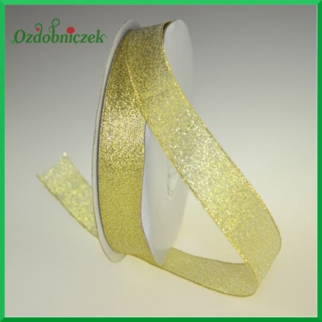 WSTĄŻKA brokatowa złota 18mm