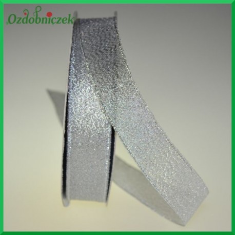 WSTĄŻKA brokatowa srebrna 18mm