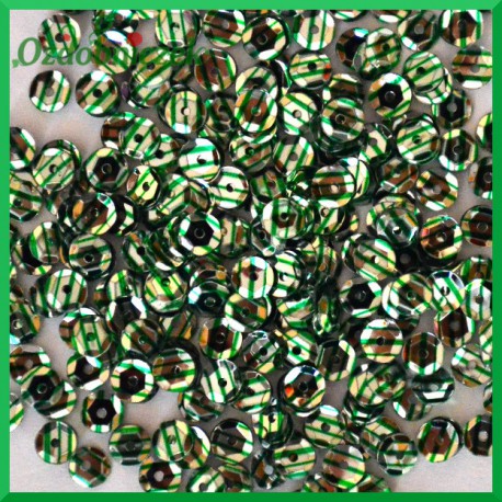 Cekiny srebrne w zielone paski 12g/850szt.