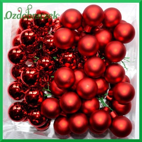 Bombki szklane na druciku CZERWONE 3cm/18szt