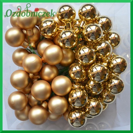 Bombki szklane na druciku ZŁOTE 3cm/18szt