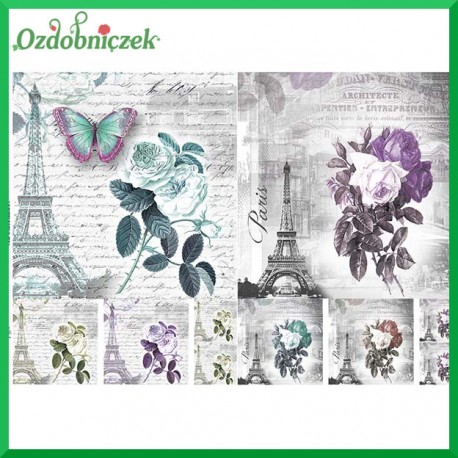 Papier do decoupage KLASYCZNY A4 - Paryż i róże D0459M