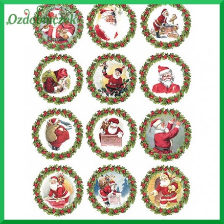 Przegródki ozdobne do kul plexi - mikołajki w kółkach TAG055