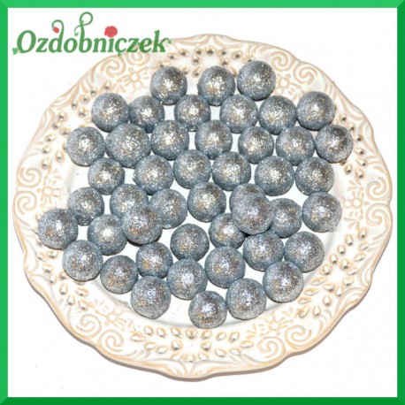 Kulki brokatowe SREBRNE 1,8cm/95szt.