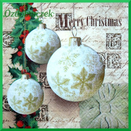 Serwetka do decoupage bombka w śnieżynki 1szt