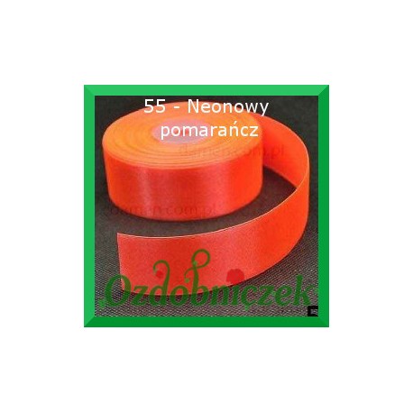 Tasiemka satynowa SZTYWNA 38mm/2mb kolor neonowy pomarańczowy 55