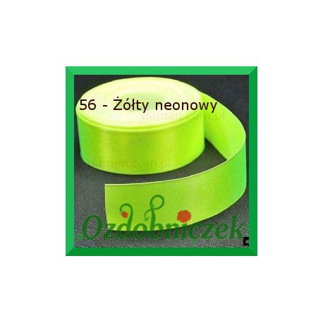 Tasiemka satynowa SZTYWNA 38mm/2mb kolor neonowy żółty 56