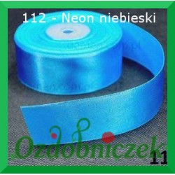 Wstążka tasiemka satynowa SZTYWNA 38mm/2mb kolor neonowy niebieski 112