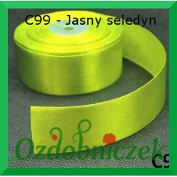 Wstążka tasiemka satynowa SZTYWNA 38mm/2mb kolor jasny seledyn C99