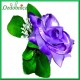 RÓŻA SATYNOWA Z LISTKAMI 10cm/1szt. fioletowa