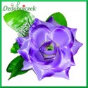 RÓŻA SATYNOWA Z LISTKAMI 10cm/1szt. fioletowa