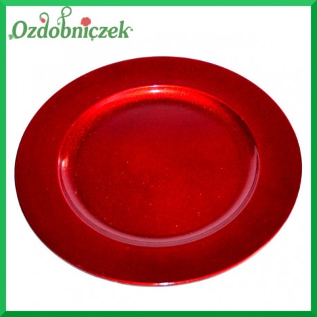 TALERZ CZERWONY DUŻY dekoracyjny 1szt. 28cm