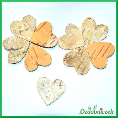 Serduszka naturalne z kory brzozy 3.5cm