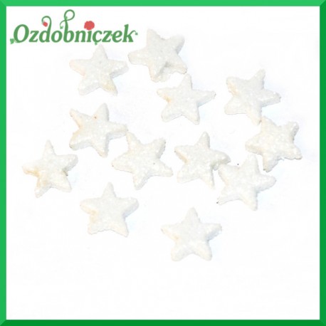 GWIAZDKI brokatowe malutkie BIAŁE 1,5cm/12szt.