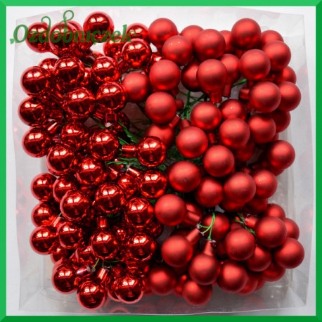 Bombki szklane na druciku CZERWONE 2cm/144szt HURT