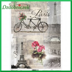 Papier ryżowy A4 R0499 - Paryż wieża rower