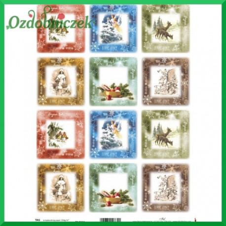 Przegródki ozdobne  - TAG066 - kwadraciki bożonarodzeniowe