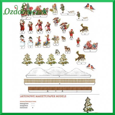 Kartonowa makieta mikołaje bałwanki choinki PM-0001