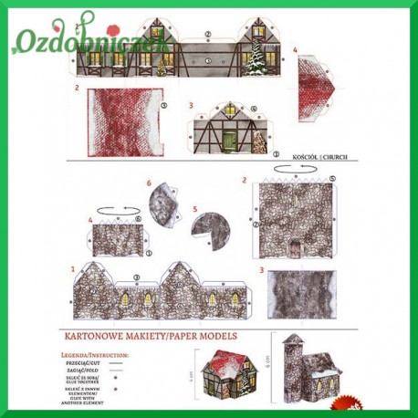Kartonowa makieta wieża i domek z kamienia PM-0003