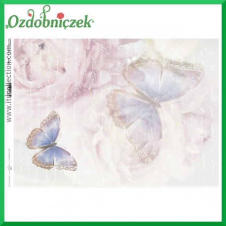 Papier do decoupage KLASYCZNY A4 D0484M - motylki na różach