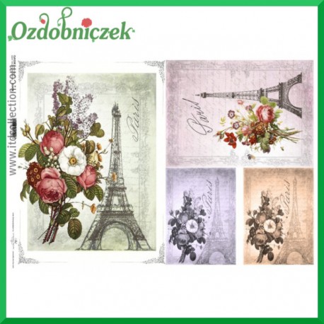 Papier do decoupage KLASYCZNY A4 D0478M - wieża Eiffla 4 tła