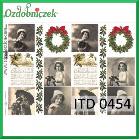 Papier do decoupage KLASYCZNY A4 D0454M - dziewczynki i wianki