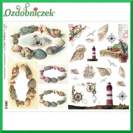 Papier do decoupage KLASYCZNY A4 D0437M - motywy morskie