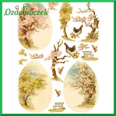 Przegródki ozdobne  - TAG0124- drzewa i kury