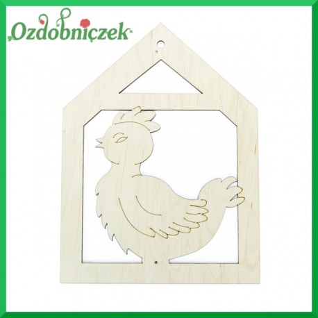 Zawieszka ze sklejki domek z kurką