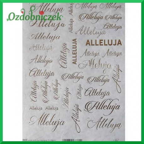 Papier ryżowy A5 złoty  z HOT PRINTEM RH0009 -NAPISY ALLELUJA