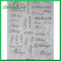 Papier ryżowy A5 SREBRNY  z HOT PRINTEM RH0010 -NAPISY ALLELUJA