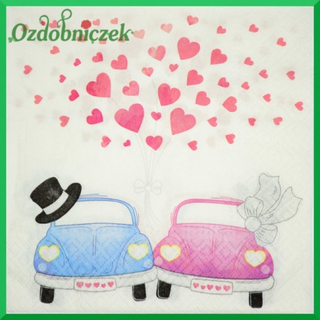 Serwetka do Decoupage zakochane auta