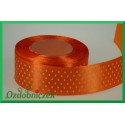 Wstążka tasiemka satynowa w kropki 25mm pomarańczowa/1mb