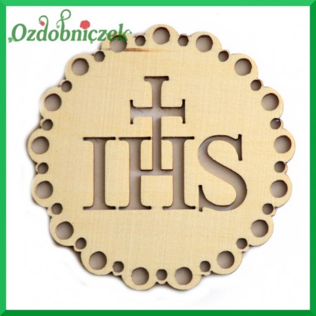 Emblemat ażurowy okrągły IHS ze sklejki 8cm