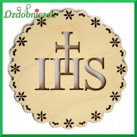 Emblemat ażurowy okrągły IHS ze sklejki 10cm