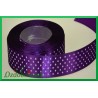 Tasiemka satynowa w kropki 25mm fioletowa/1mb