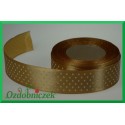 Wstążka tasiemka satynowa w kropki 12mm złota/1mb