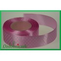Wstążka tasiemka satynowa w kropki 12mm różowa/22mb