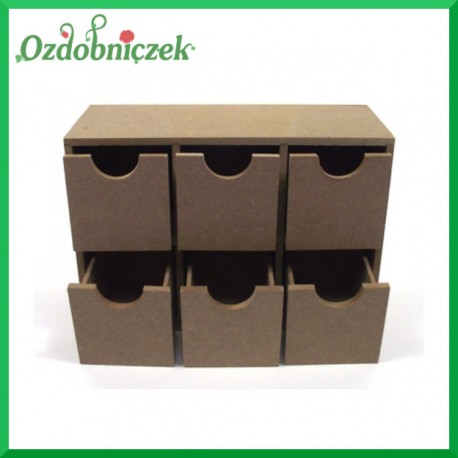 Pudełko z płyty MDF na 6 szufladek 21X14X8 CM