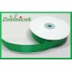 Tasiemka satynowa w kropki 12mm zielona/1mb
