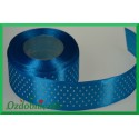Wstążka tasiemka satynowa w kropki 12mm niebieska/1mb