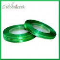 Tasiemka satynowa ze złotą nitką 6mm zielona