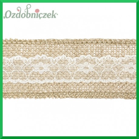 Taśma jutowa z koronką 5cm 5mb TJ1