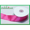 Tasiemka satynowa w kropki 12mm amarantowa/22mb