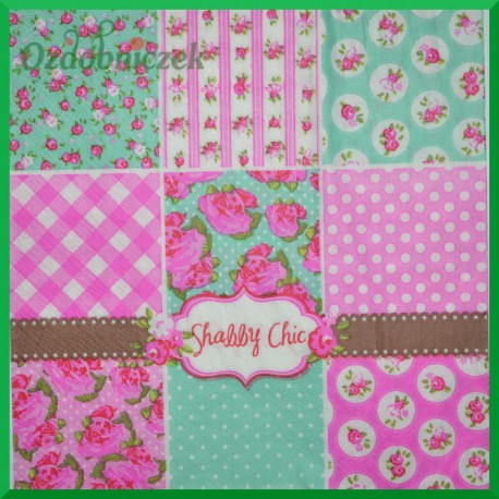 Serwetka do decoupage -kratka, kropki amarantowa