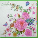 Serwetka do decoupage - duże róże i motylki